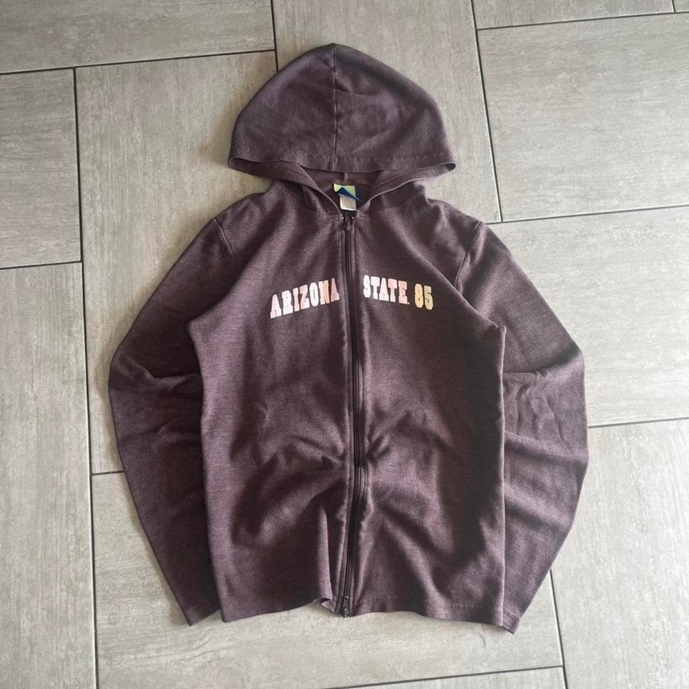 U-Trau Arizona State ASU Full Zip Hoodie Maroon Sweatshirt Women Small Medium